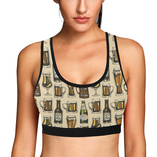 Beer Pattern Print Design 04 Sports Bra