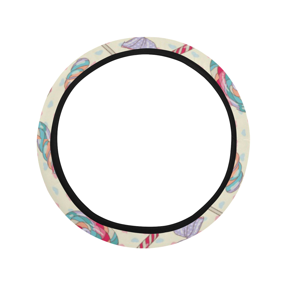 Candy Pattern Print Design CA04 Steering Wheel Cover with Elastic Edge