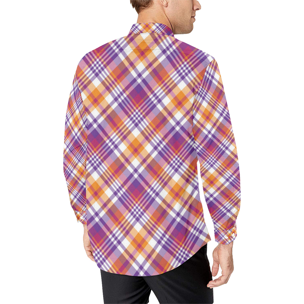 Madras Pattern Print Design 02 Men's Long Sleeve Shirt
