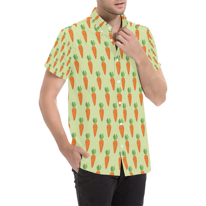 Carrot Pattern Print Design 02 Men's Short Sleeve Button Up Shirt