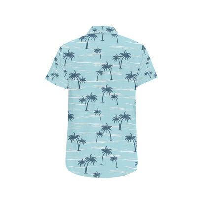Palm Tree Pattern Print Design PT04 Men's Short Sleeve Button Up Shirt