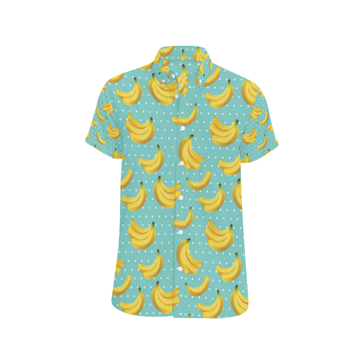 Banana Pattern Print Design BA02 Men's Short Sleeve Button Up Shirt