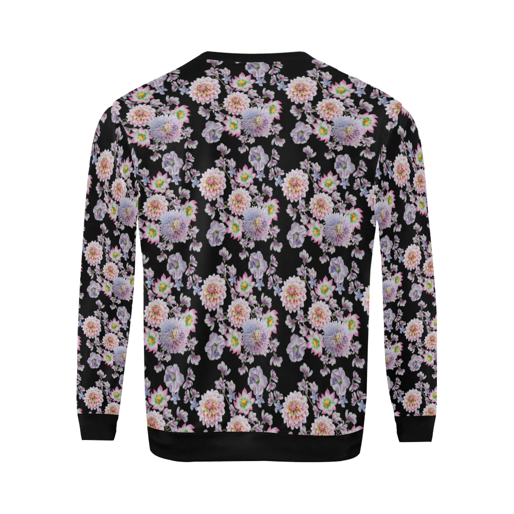 Dahlia Pattern Print Design DH012 Men Long Sleeve Sweatshirt