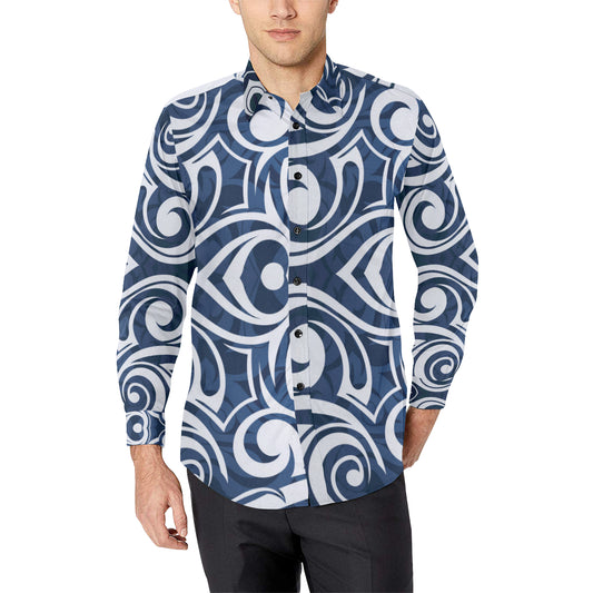 Maori Pattern Print Design 01 Men's Long Sleeve Shirt