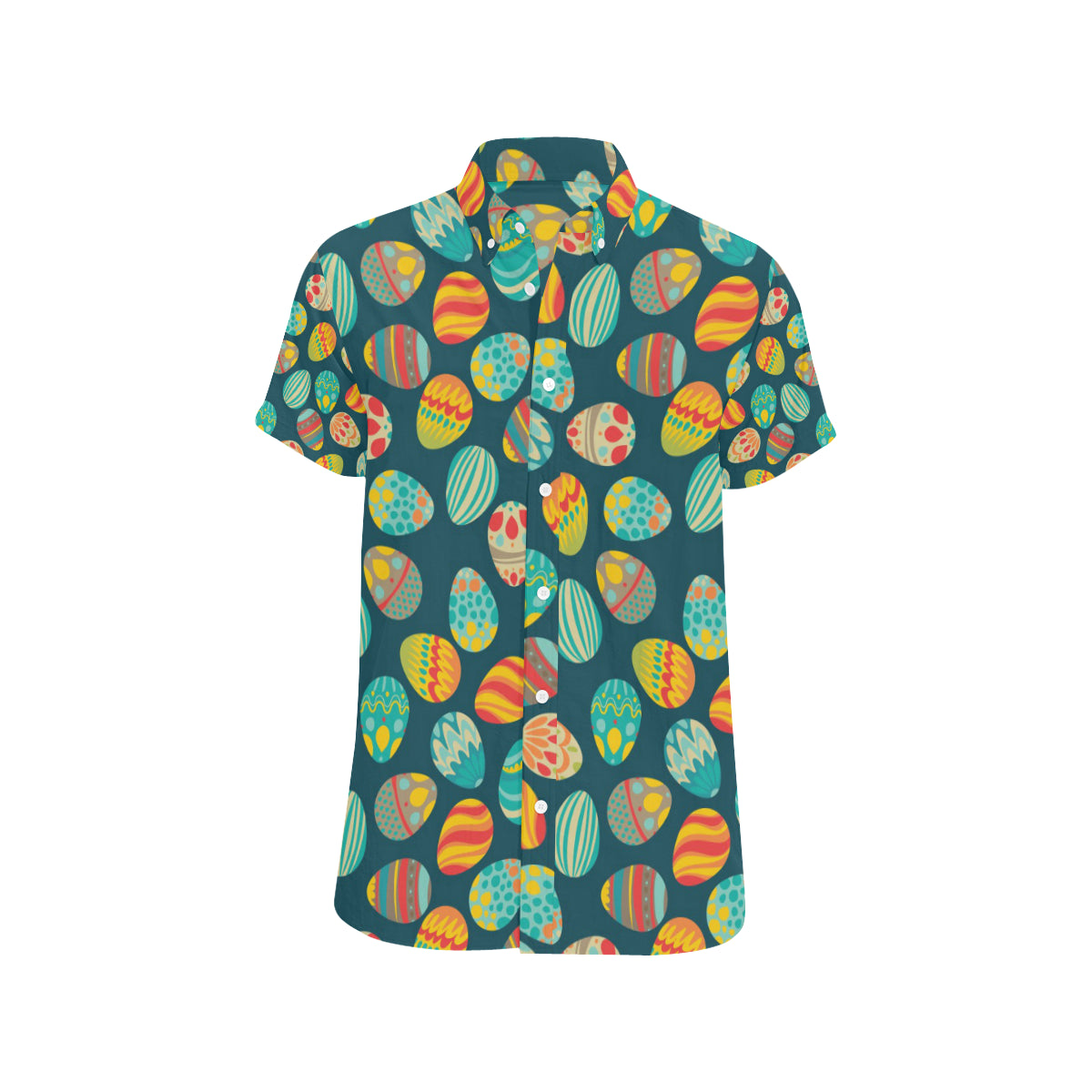 Easter Eggs Pattern Print Design RB09 Men's Short Sleeve Button Up Shirt
