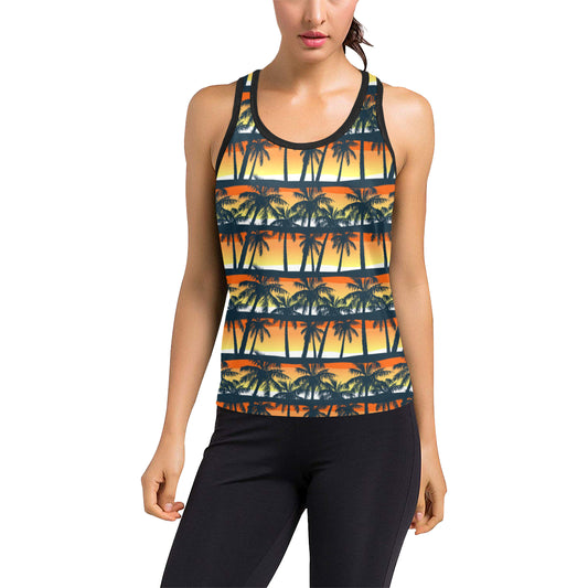 Palm Tree Pattern Print Design PT011 Women's Racerback Tank Top