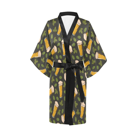 Beer Iris Pattern Print Design 02 Women's Short Kimono
