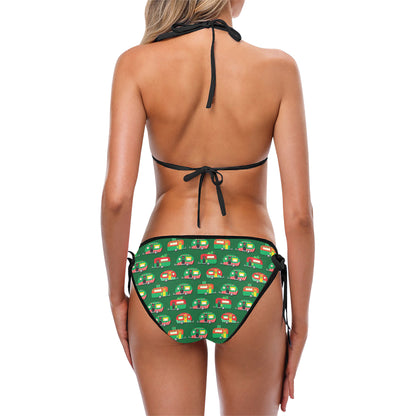 Camper Camping Christmas Themed Print Bikini
