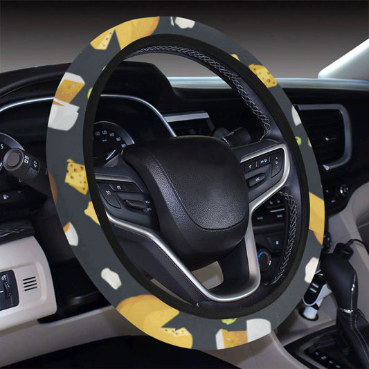 Cheese Pattern Print Design 03 Steering Wheel Cover with Elastic Edge