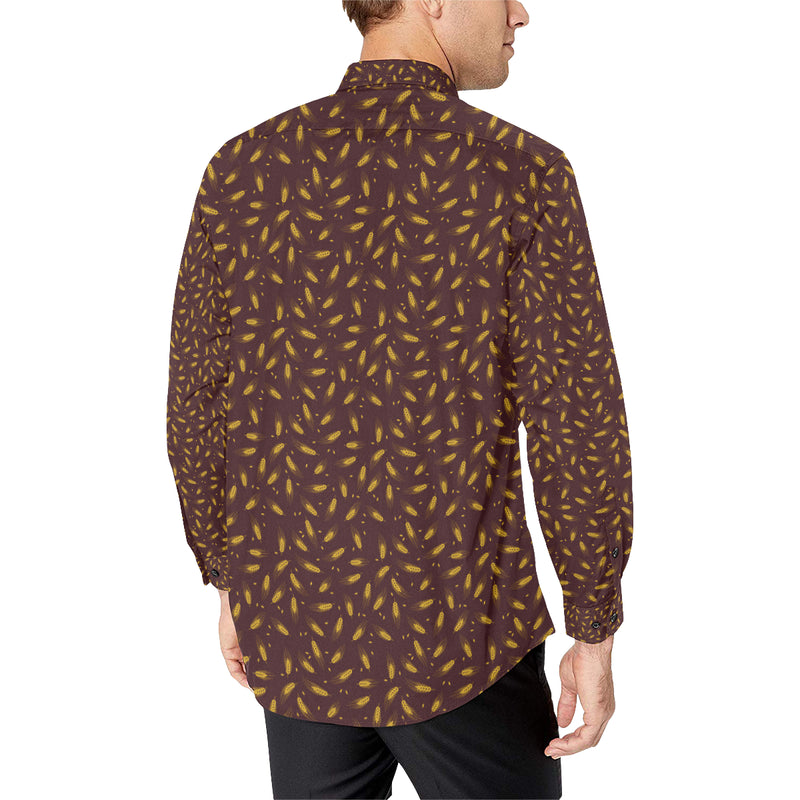 Agricultural Gold Wheat Print Pattern Men's Long Sleeve Shirt