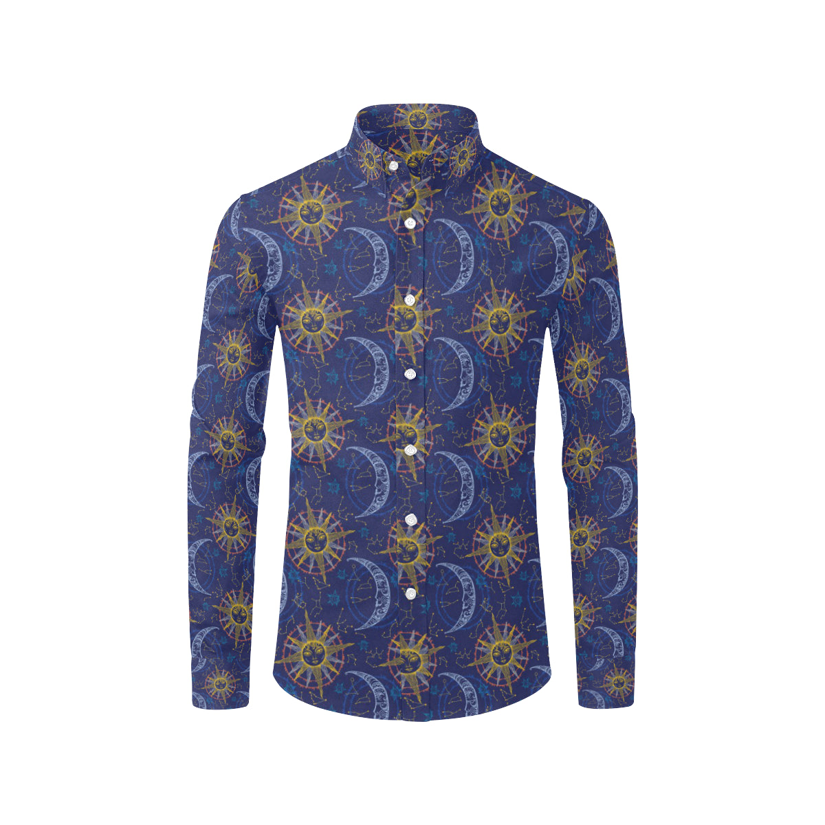 Celestial Moon Sun Pattern Print Design 01 Men's Long Sleeve Shirt