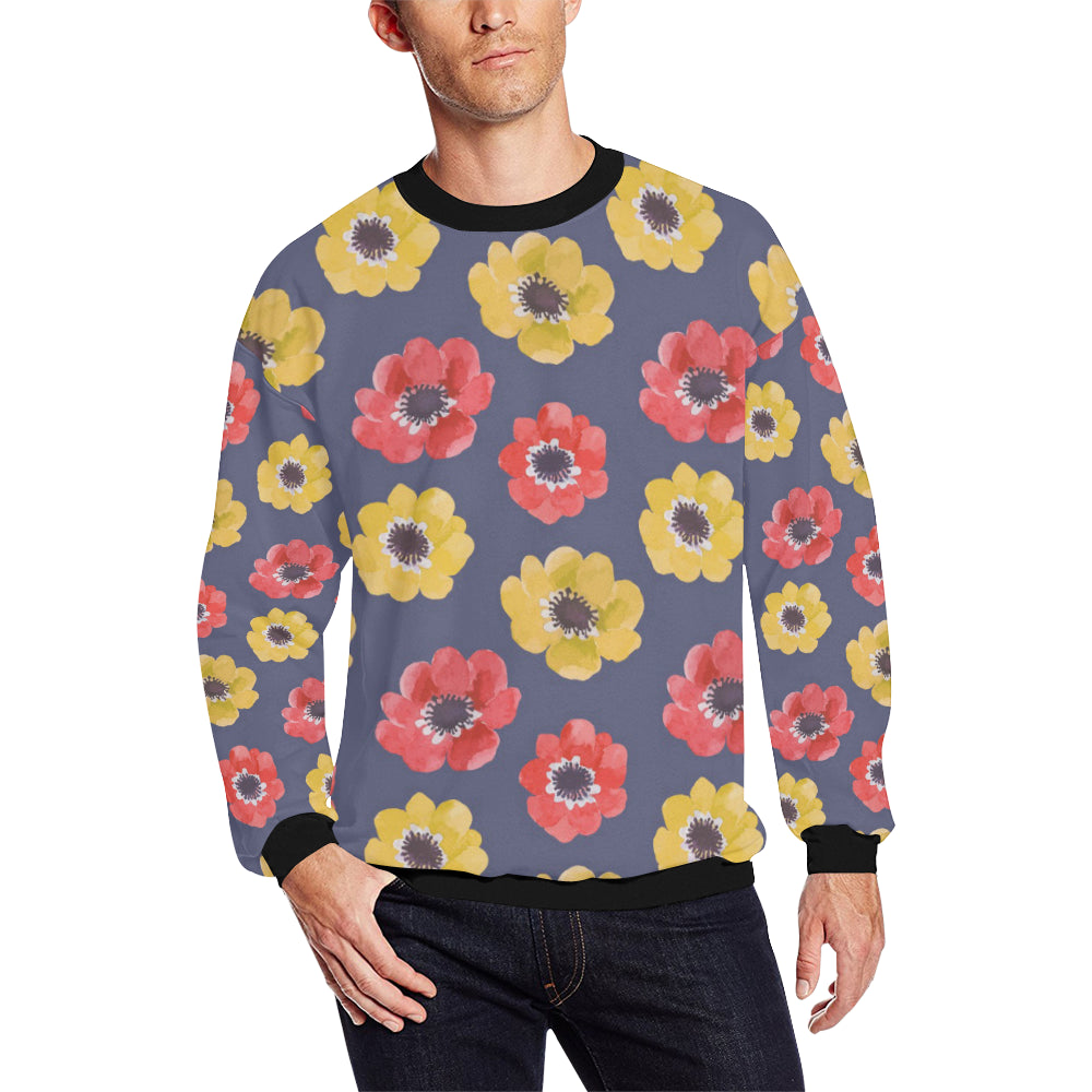 Anemone Pattern Print Design AM010 Men Long Sleeve Sweatshirt