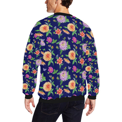 Dahlia Pattern Print Design DH010 Men Long Sleeve Sweatshirt