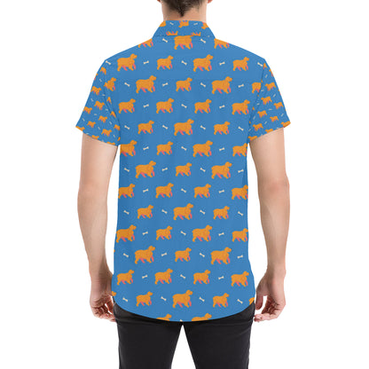 Cocker Pattern Print Design 04 Men's Short Sleeve Button Up Shirt