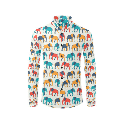 Elephant Colorful Print Pattern Men's Long Sleeve Shirt