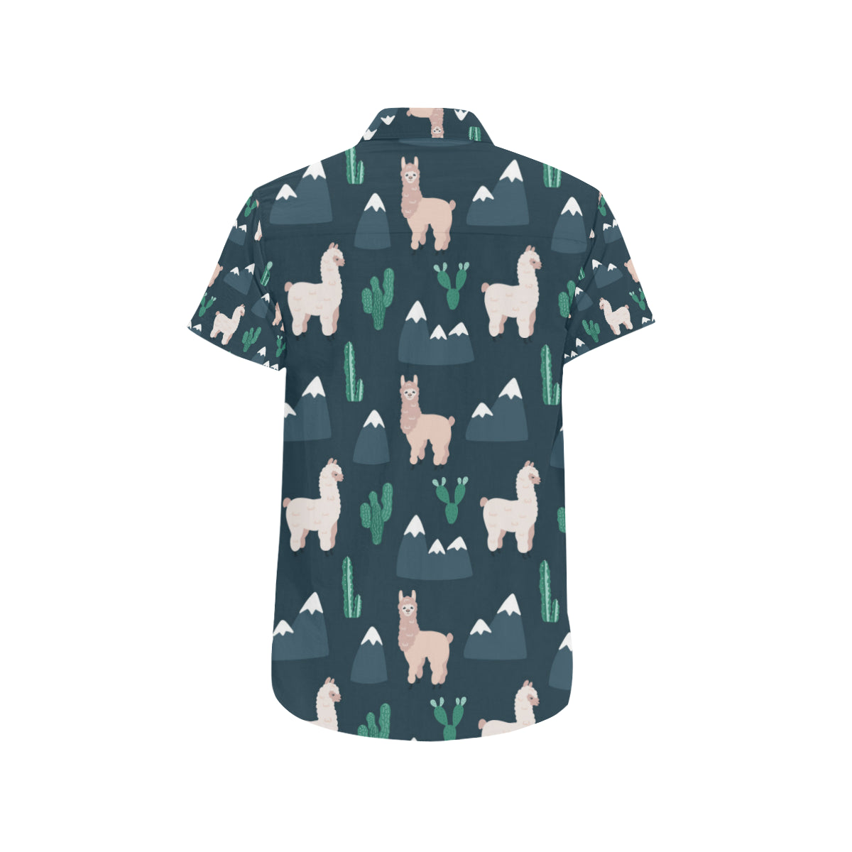 Llama Pattern Print Design 06 Men's Short Sleeve Button Up Shirt