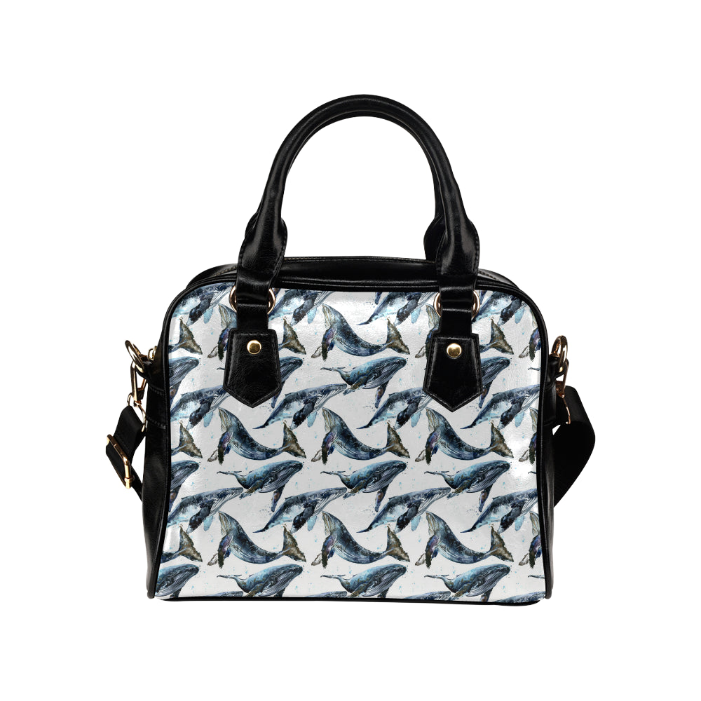 Blue Whale Pattern Print Design 03 Shoulder Handbag