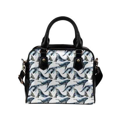 Blue Whale Pattern Print Design 03 Shoulder Handbag