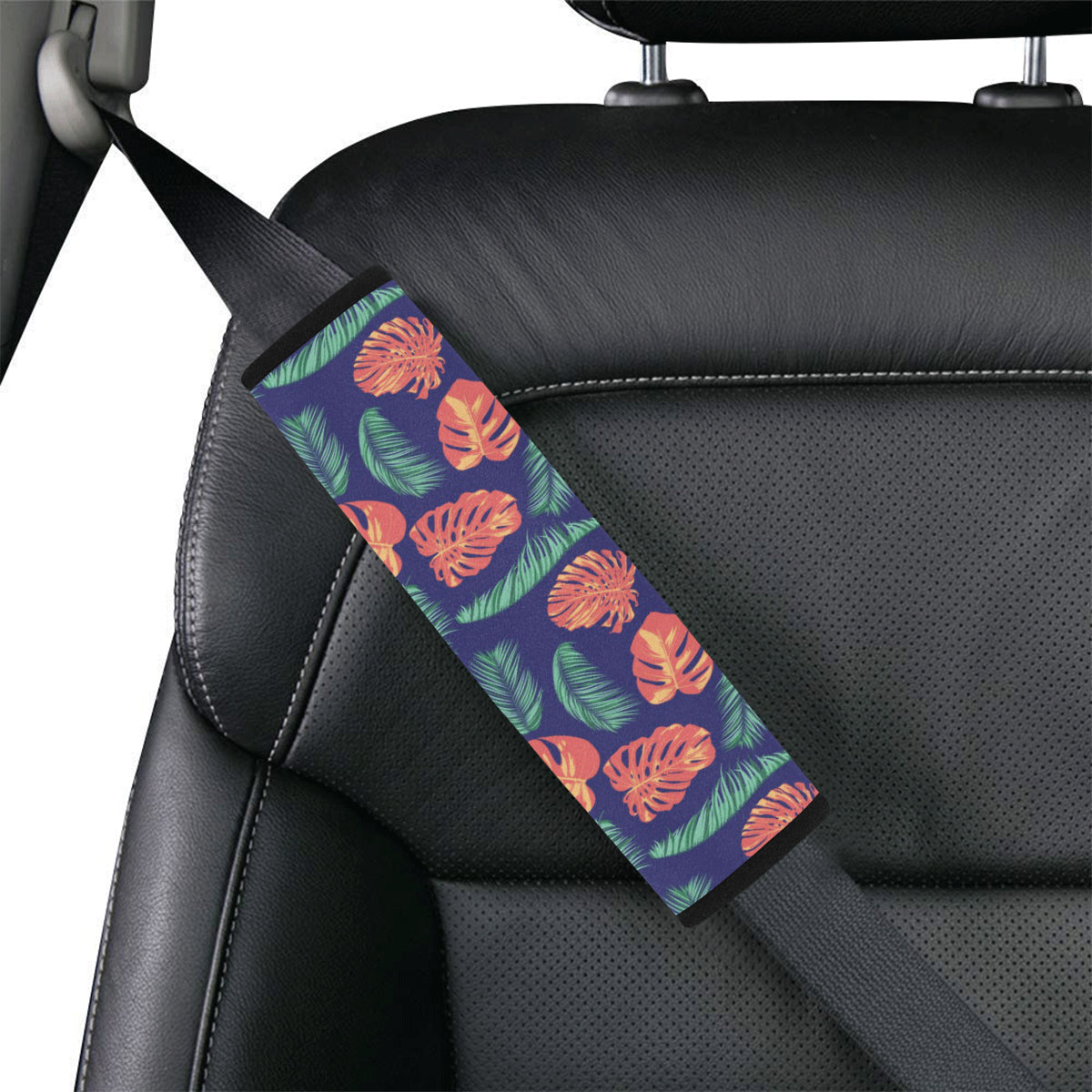 Palm Leaves Pattern Print Design PL011 Car Seat Belt Cover