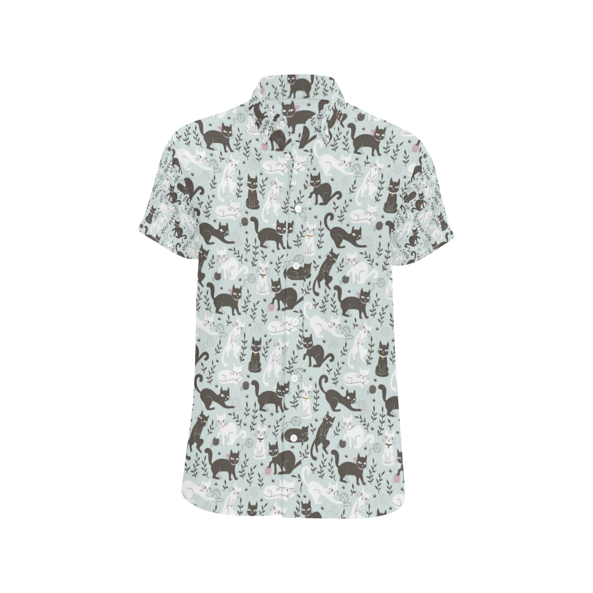 Cat Pattern Print Design 08 Men's Short Sleeve Button Up Shirt