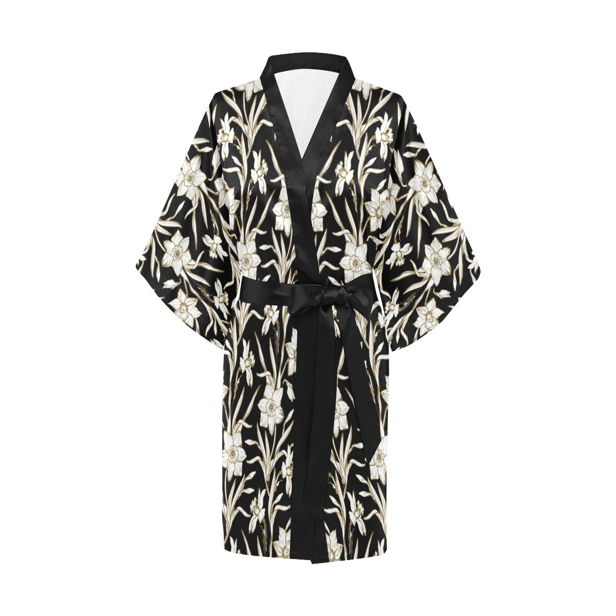 Daffodils Pattern Print Design DF06 Women's Short Kimono