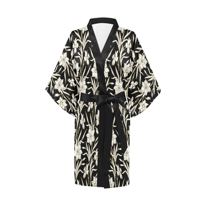 Daffodils Pattern Print Design DF06 Women's Short Kimono
