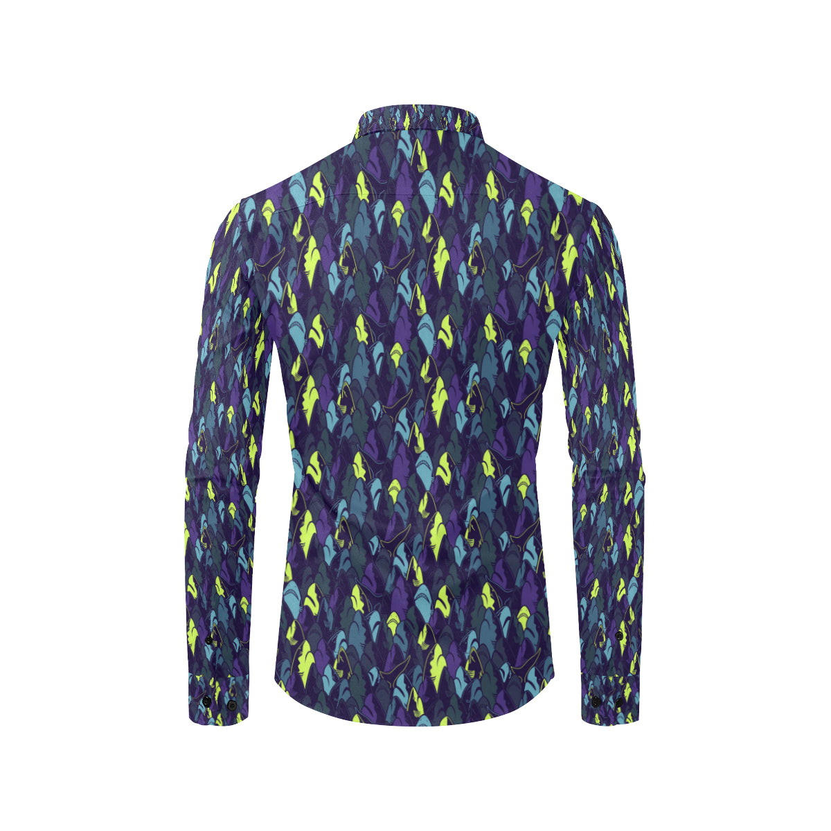 Shark Neon color Print Men's Long Sleeve Shirt