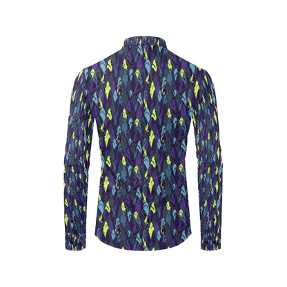 Shark Neon color Print Men's Long Sleeve Shirt