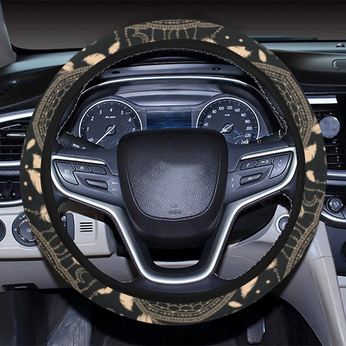 Dream Catcher Mandala Boho Moon Steering Wheel Cover with Elastic Edge
