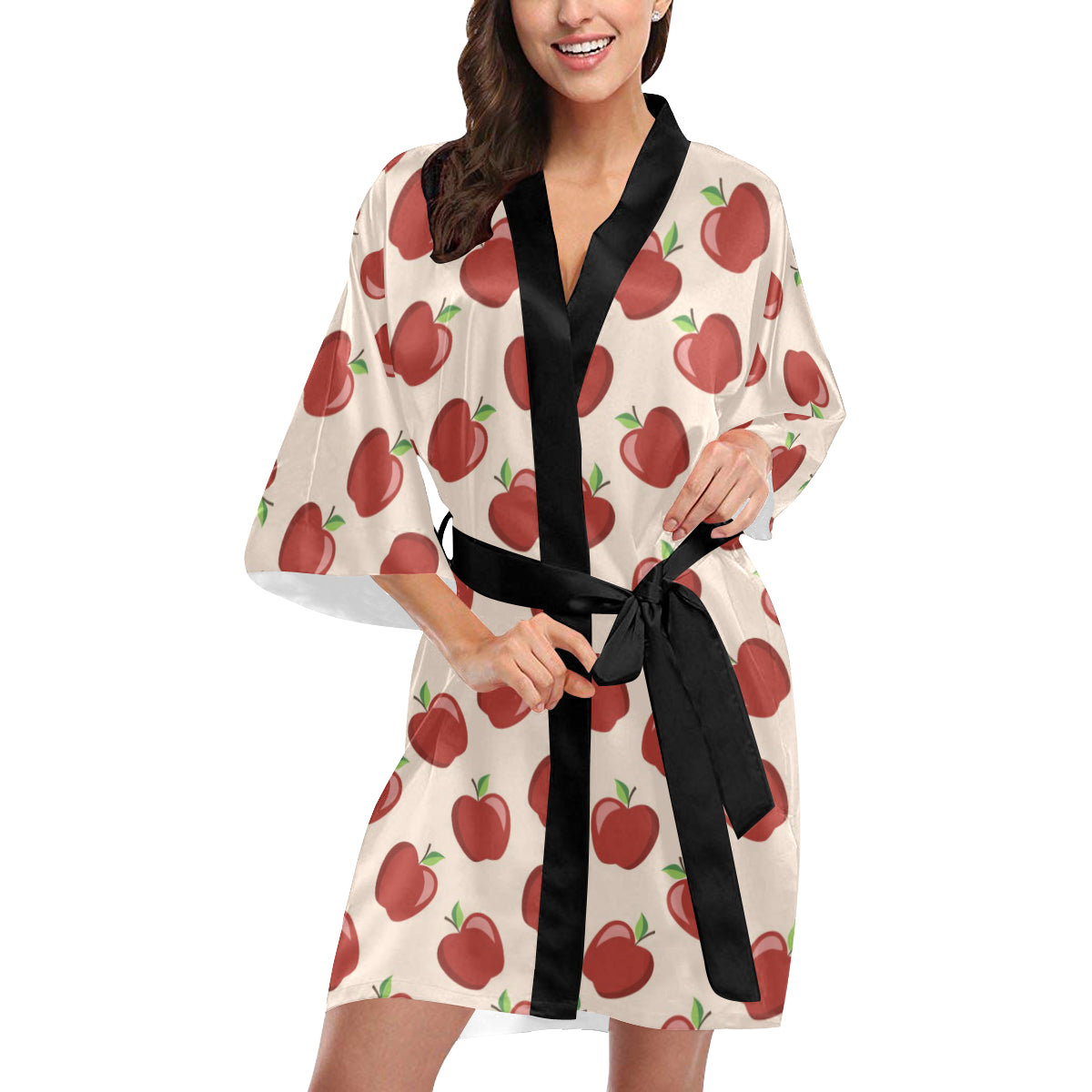 Apple Pattern Print Design AP01 Women's Short Kimono