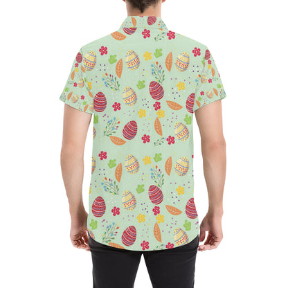 Easter Eggs Pattern Print Design RB07 Men's Short Sleeve Button Up Shirt