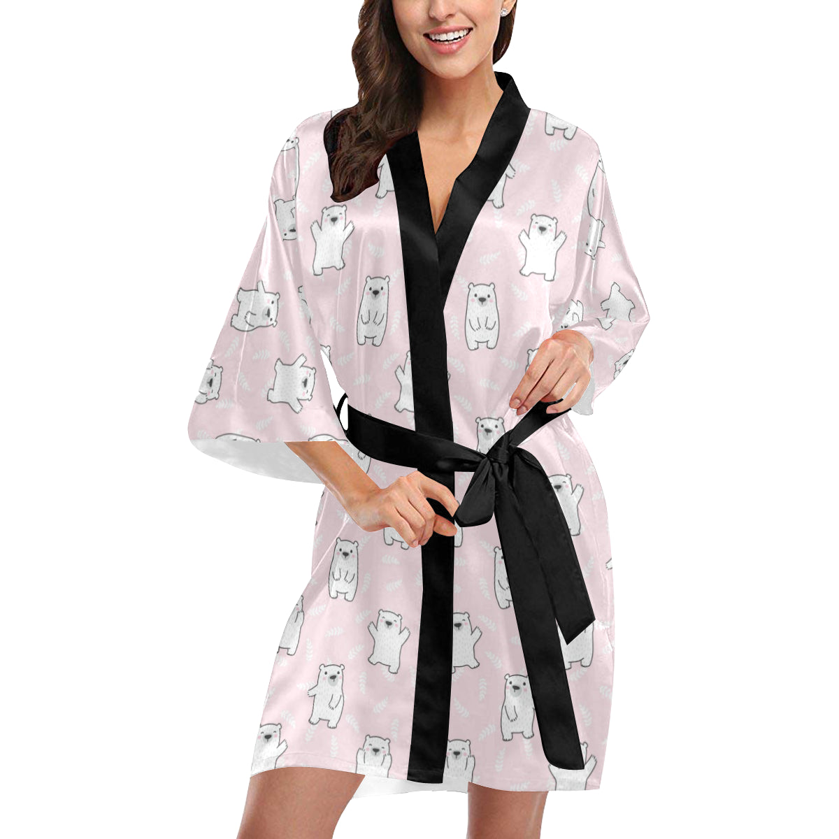Polar Bear Pattern Print Design PB09 Women Kimono Robe