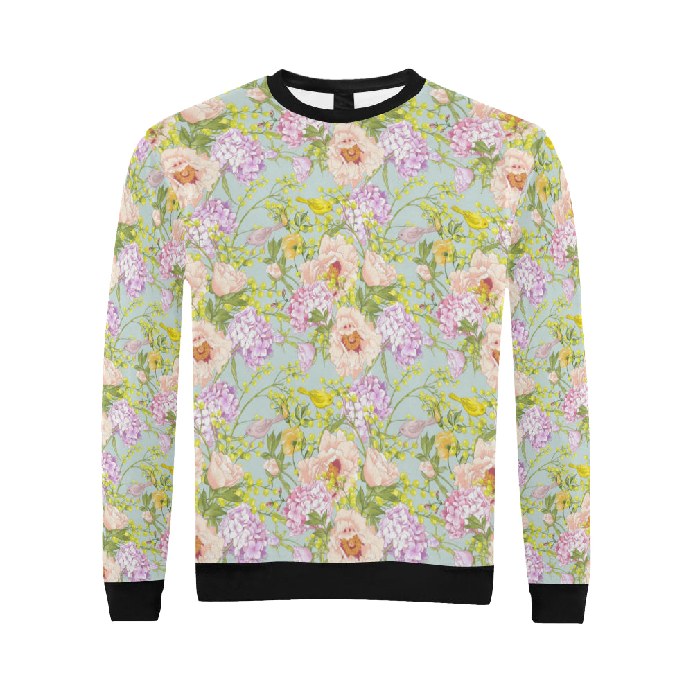 Hydrangea Pattern Print Design HD02 Men Long Sleeve Sweatshirt