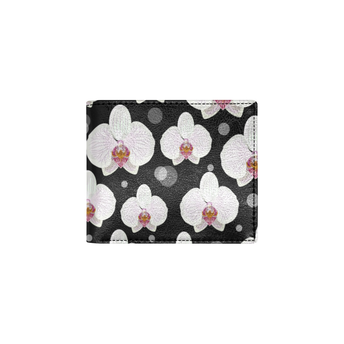 Orchid White Pattern Print Design OR09 Men's ID Card Wallet