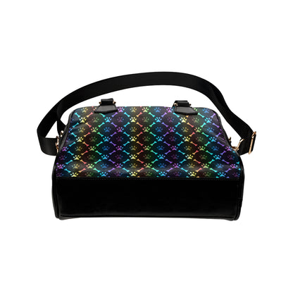 Paw Rainbow Pattern Print Design A01 Shoulder Handbag