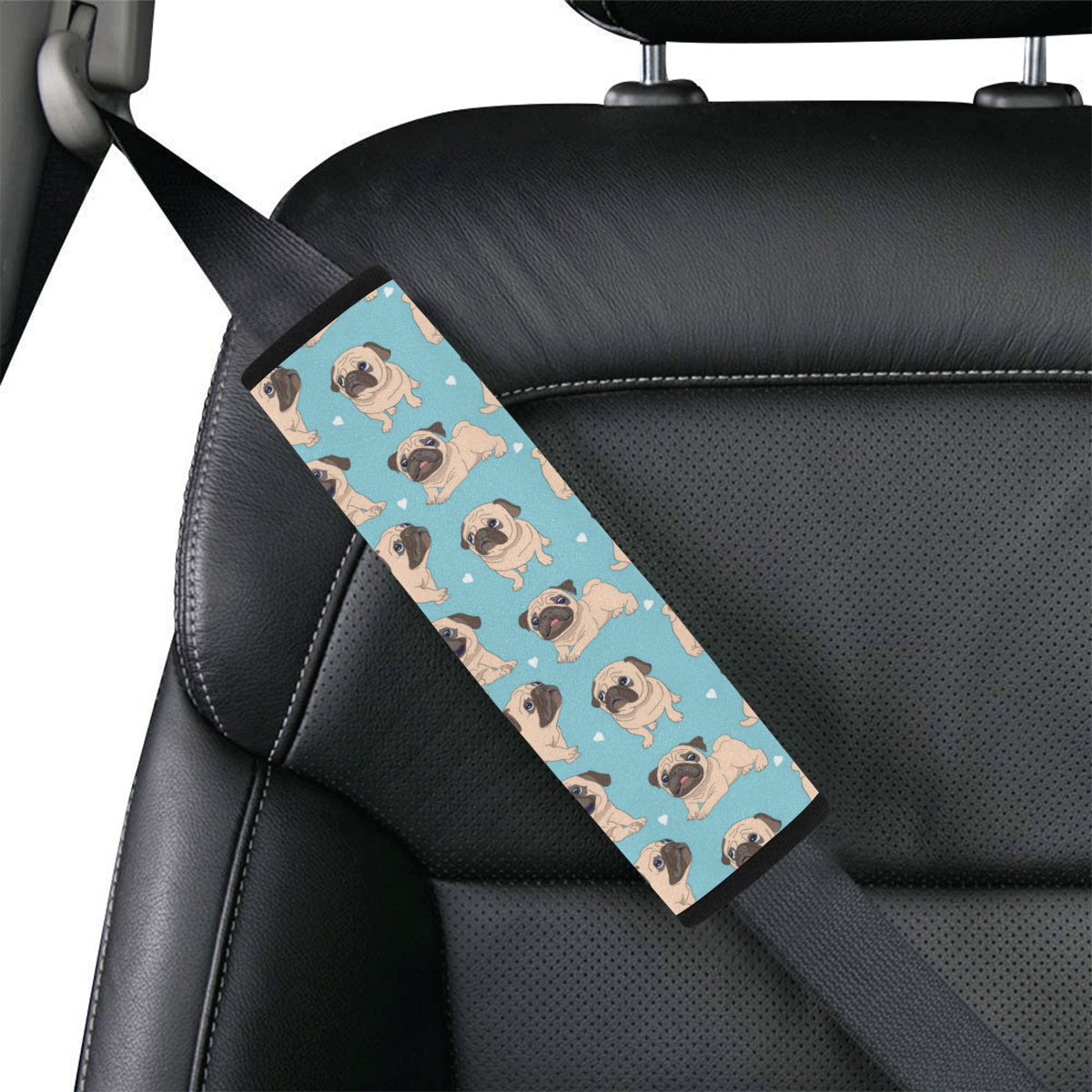 Pug Pattern Print Design A03 Car Seat Belt Cover