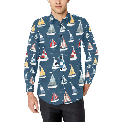 Sailing Ships Pattern Print Design A04 Men's Long Sleeve Shirt