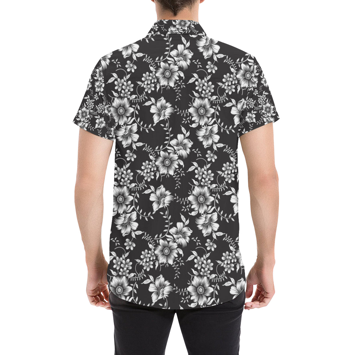 Gerberas Pattern Print Design GB02 Men's Short Sleeve Button Up Shirt