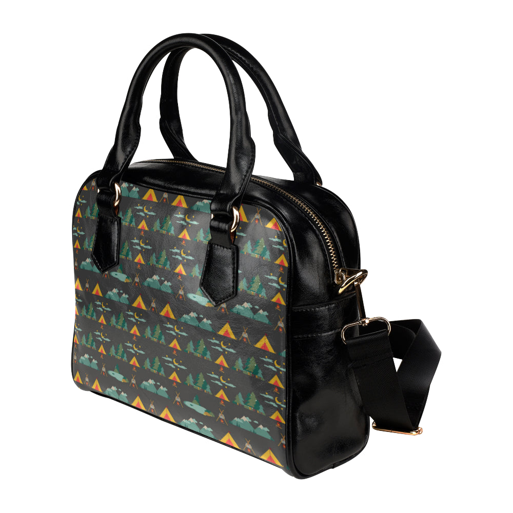 Camping Tent Pattern Print Design 03 Shoulder Handbag