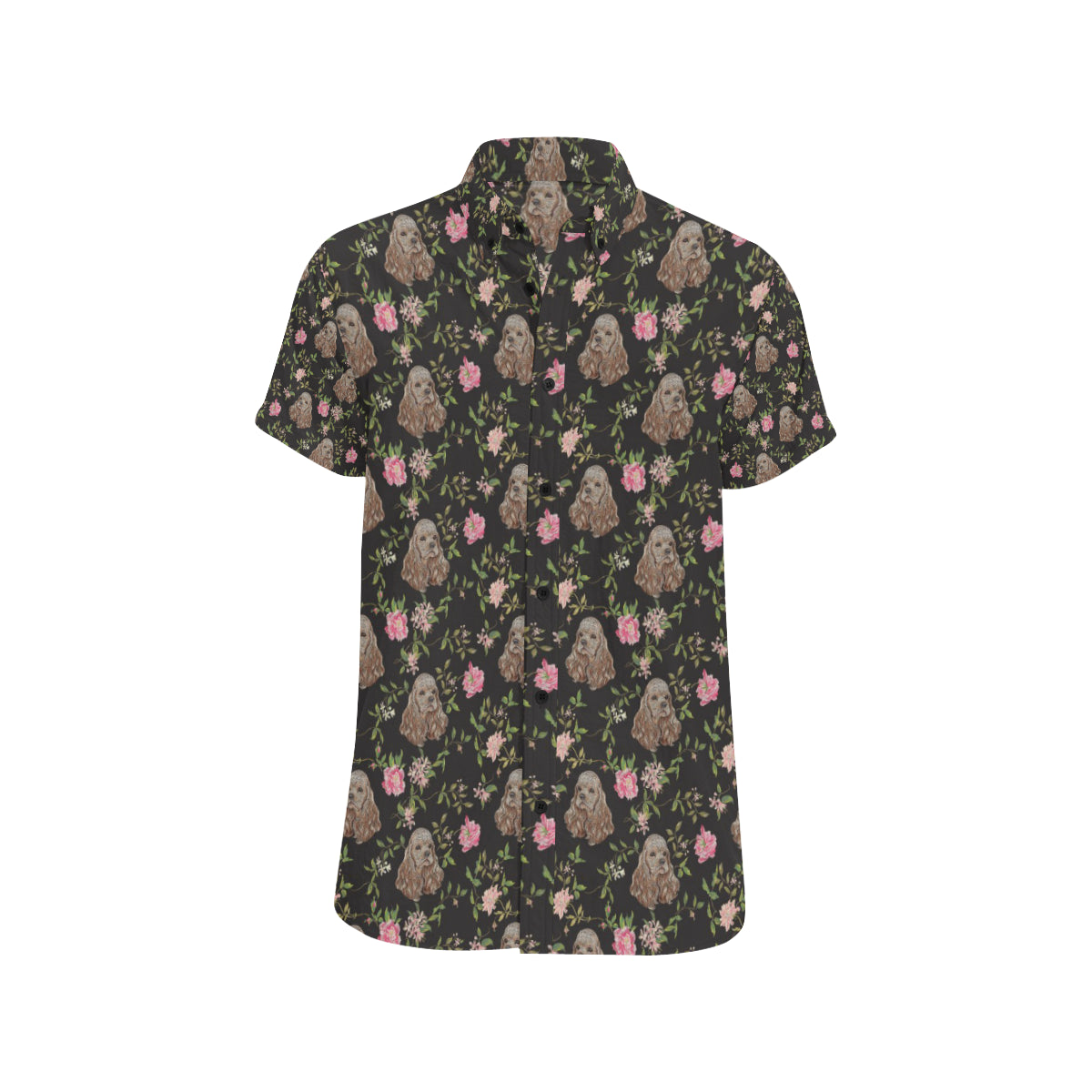 Cocker Pattern Print Design 03 Men's Short Sleeve Button Up Shirt