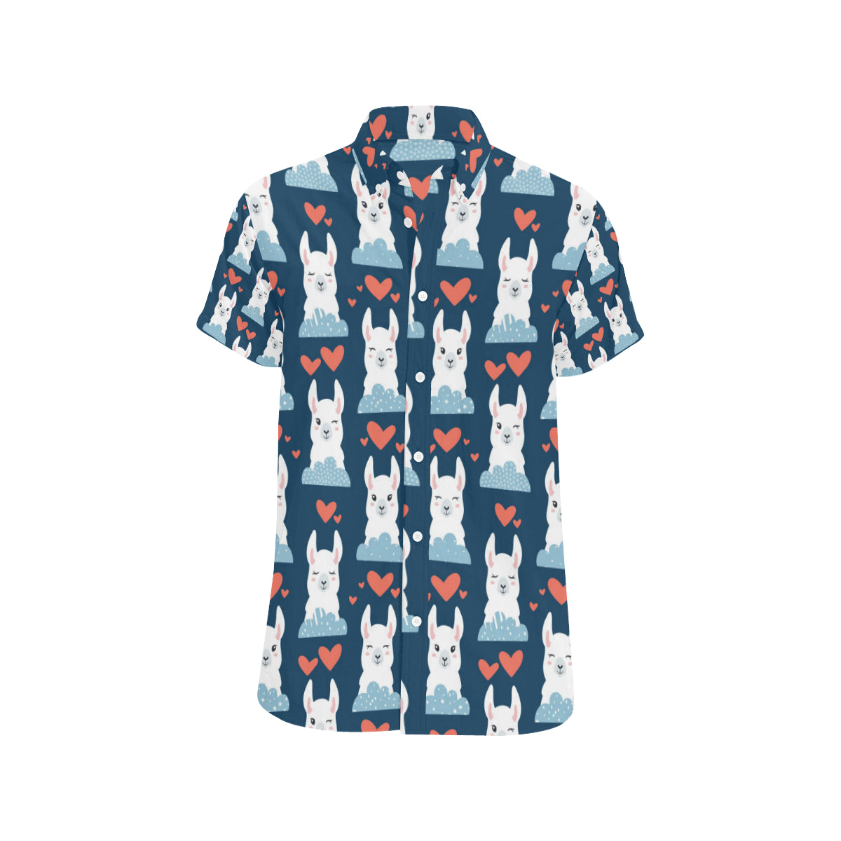 Alpaca Love Pattern Print Design 05 Men's Short Sleeve Button Up Shirt
