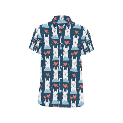 Alpaca Love Pattern Print Design 05 Men's Short Sleeve Button Up Shirt