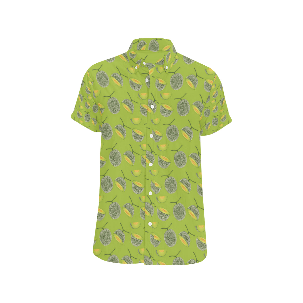Cantaloupe Pattern Print Design 03 Men's Short Sleeve Button Up Shirt