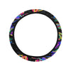 Neon Color Tropical Palm Leaves Steering Wheel Cover with Elastic Edge