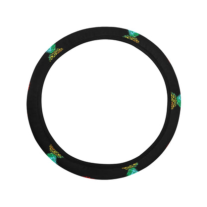 Pineapple Pattern Print Design A05 Steering Wheel Cover with Elastic Edge