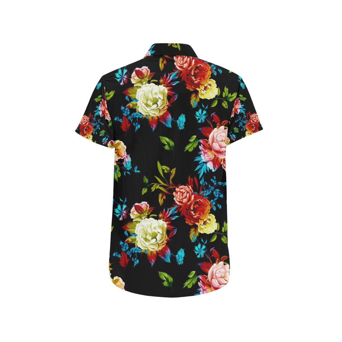 Peony Pattern Print Design PE07 Men's Short Sleeve Button Up Shirt