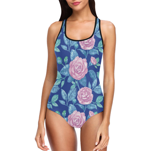 Camellia Pattern Print Design CM05 Women Swimsuit