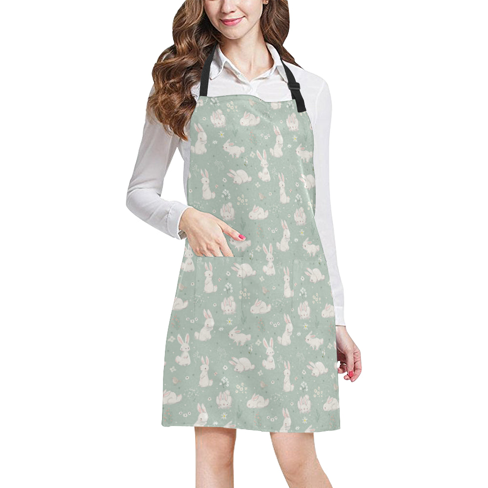 Bunny Pattern Print Design 03 Apron with Pocket