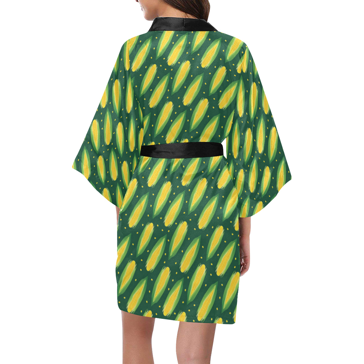 Corn Pattern Print Design 03 Women's Short Kimono