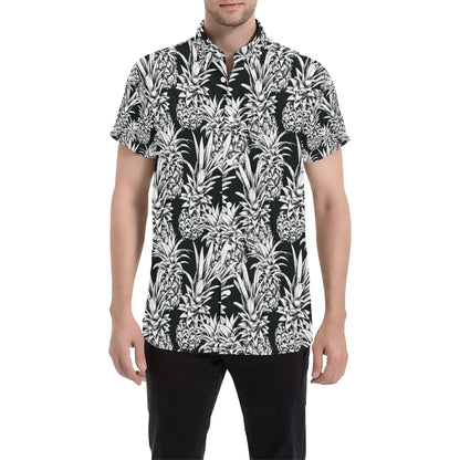 Pineapple Pattern Print Design PP08 Men's Short Sleeve Button Up Shirt